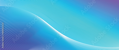 Blue line wave gradient background vector. Minimalist cover with vibrant perspective line wave in motion. Ideal design for social media, cover, banner, flyer, music, ads.