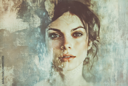 Sympathetic portrait shot of a woman on a simple background.