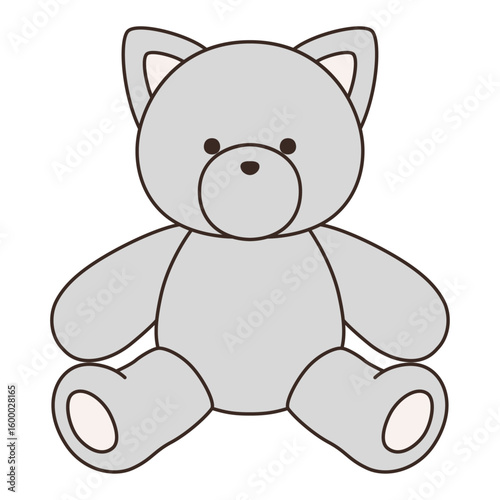 かわいい猫のぬいぐるみのベクターイラスト。ねこ、アイコン、動物