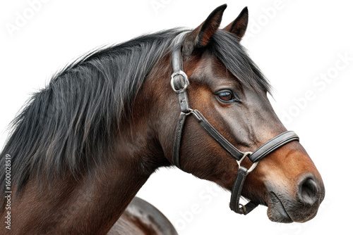 Majestic horse portrait studio animal image. Isolated on transparent background, png.