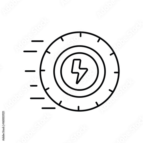 electric wheel line icon with white background vector stock illustration