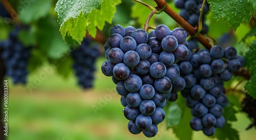 Wallpaper Mural Ripe Dark Blue Grapes Ready for Harvest in Vineyard with Green Leaves and Natural Light Torontodigital.ca
