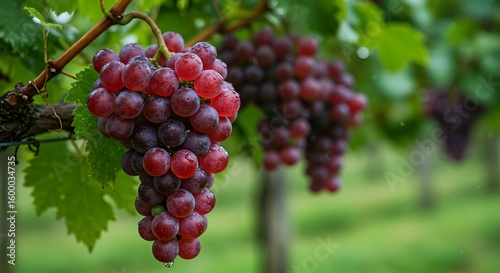 Wallpaper Mural Ripe Red Grapes Hanging from Vines in Vineyard Ready for Harvest Winemaking and Viticulture Industry Agriculture and Healthy Eating Concept Torontodigital.ca