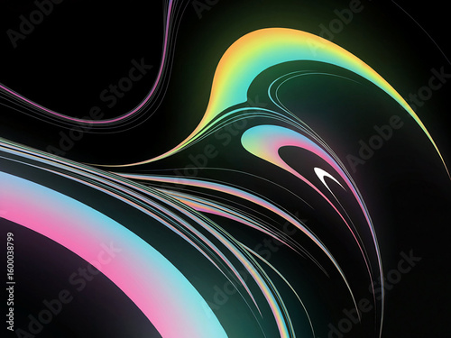 Vibrant abstract colorful wave design with glowing lines creating a futuristic rainbow motion backdrop