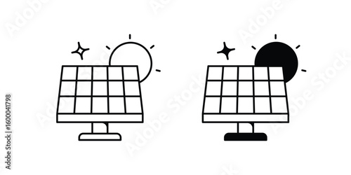 solar powered glyph icon with white background vector stock illustration