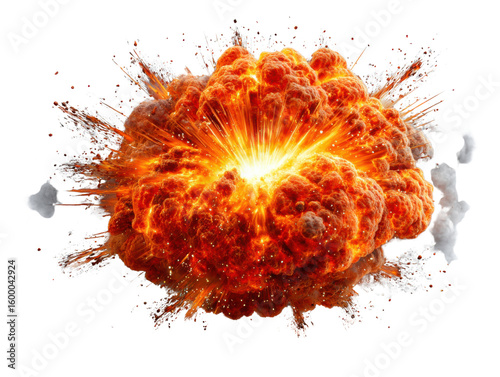 Fiery Explosion: Witness the raw power and untamed beauty of a colossal explosion, a vivid display of heat, light, and dynamic energy in stunning detail.