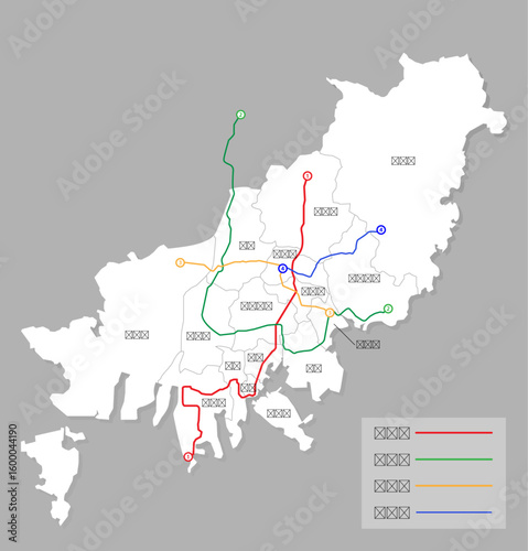 한국 부산 지도와 지하철 노선도