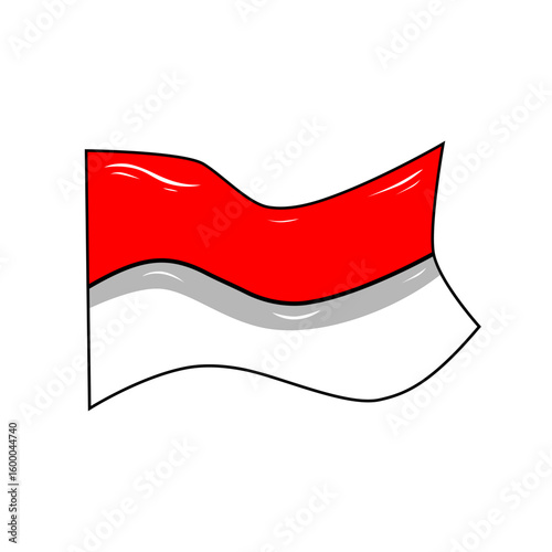 Illustration of the Indonesian Red and White Flag Waving
