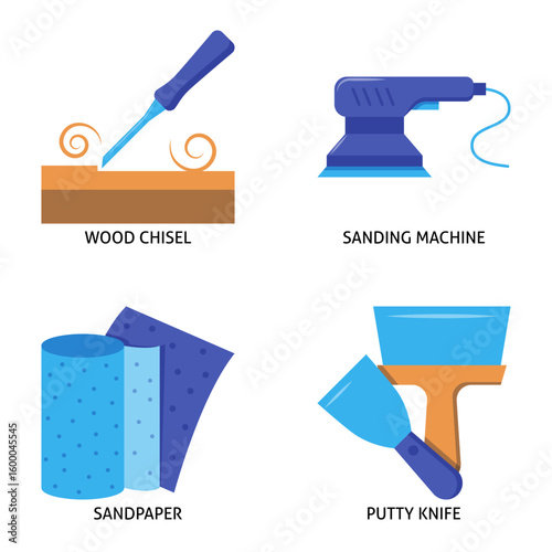 Furniture renewal tools flat icon set