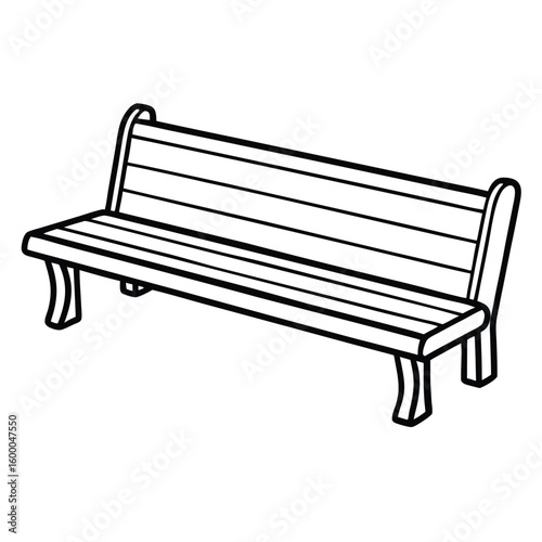 Illustration of a park bench isolated on transparent background