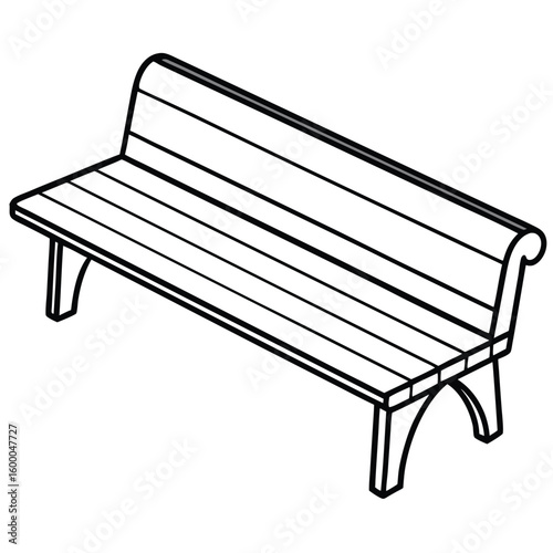 Illustration of a park bench isolated on transparent background