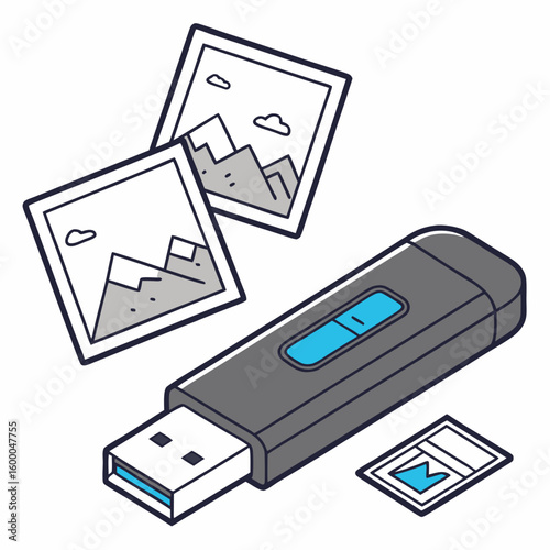 U S B drive with photos and memory card USB drive flash drive