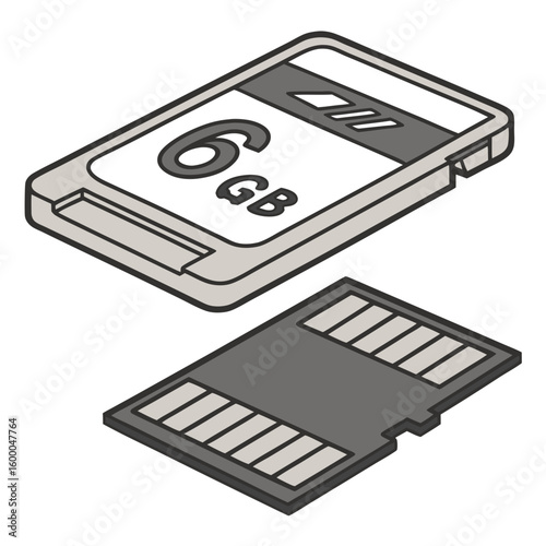 Two memory cards with 6 G B capacity on white background
