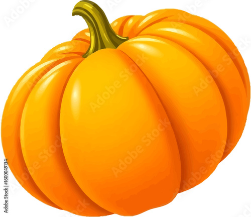 Vector illustration A single, bright orange pumpkin