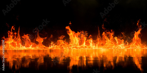 Burning Flames Backgrounds Web graphics. Realistic flames burning on black background.