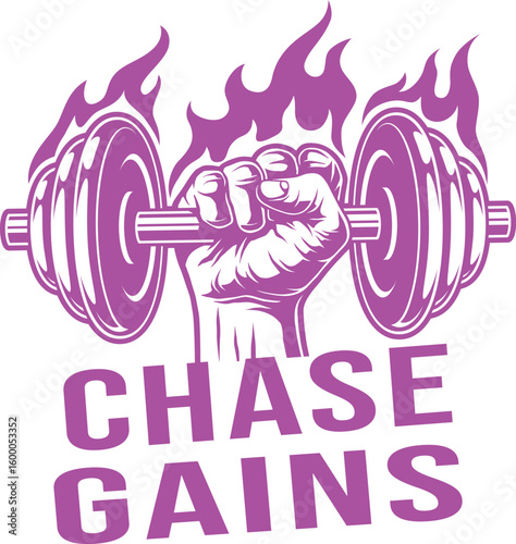 Fitness chase gains design Art & Illustration