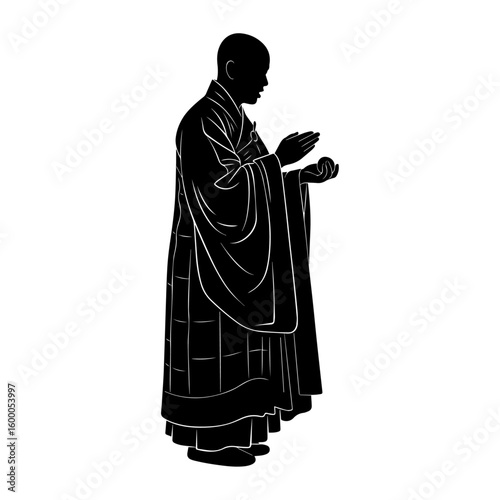 Buddhist Monk Praying or Offering - Spirituality and Devotion