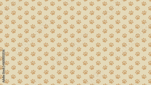 Repeating brown paw print vector on soft beige. Great for pet products, rustic designs, websites, or wrapping paper. Subtle and charming