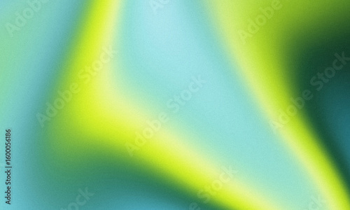 Abstract flowing green and blue light streaks with subtle textured grain overlay