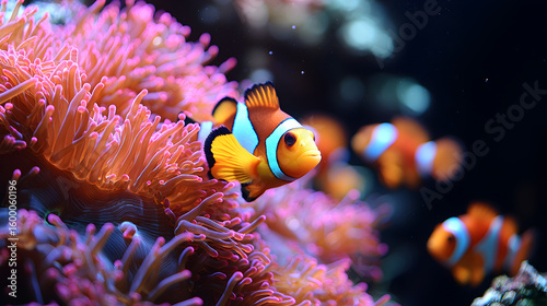 Clownfish amidst vibrant coral reef garden