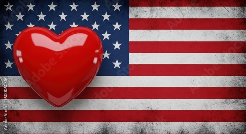 American Flag with a Heart Shape Symbolizing Love for the Nation