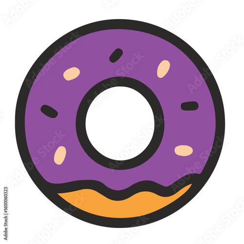 Colorful Donut Icon – Flat Cartoon Style Vector Graphic