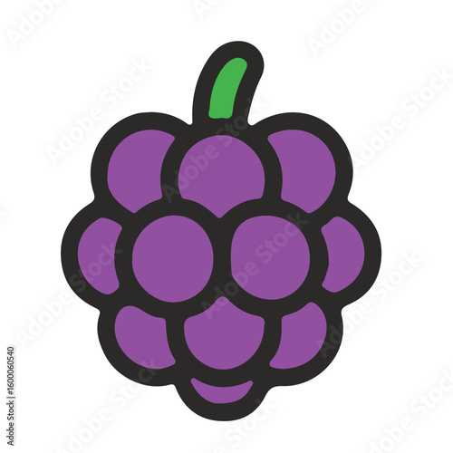 Colorful Grape Icon – Flat Cartoon Style Vector Graphic