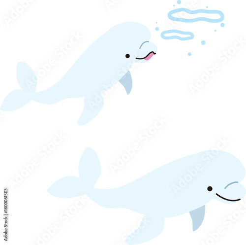 かわいい白イルカのベクターイラスト