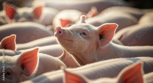 A Happy Piglet Enjoys a Sunny Day Surrounded by Its Family