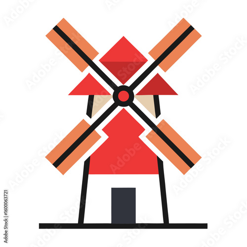 A simple minimalist windmill icon, isolated on a white background, symbolizing renewable energy and sustainable power.