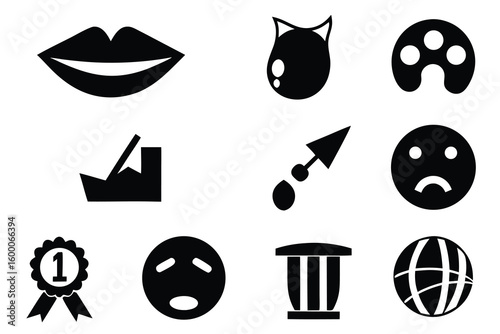 Black and white icons pack download set of silhouettes
