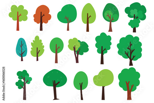 set of variant green tree tropical plant collection design stock 