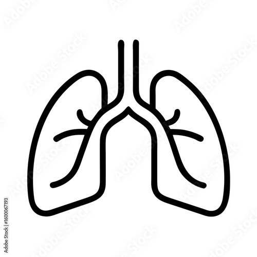 A simple black line drawing of human lungs, representing the respiratory system