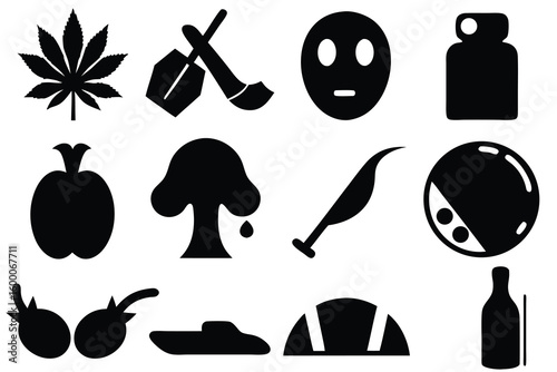 Black and white set of icons for download silhouettes awesome icons pack download