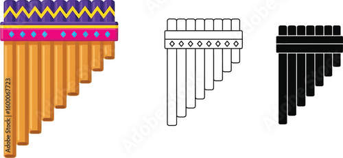 Find pan flute images: south american musical instrument vector illustrations and design elements online now