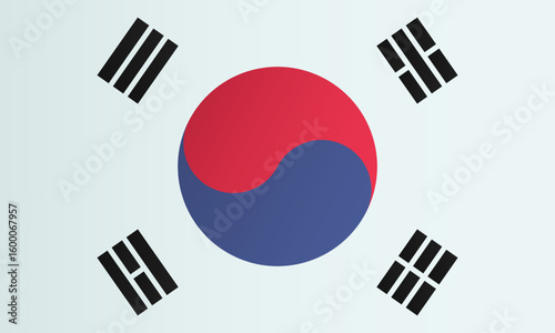 South Korea flag. Features the taegeuk symbol and four trigrams. Design for maps, presentations, or international topics. Vector