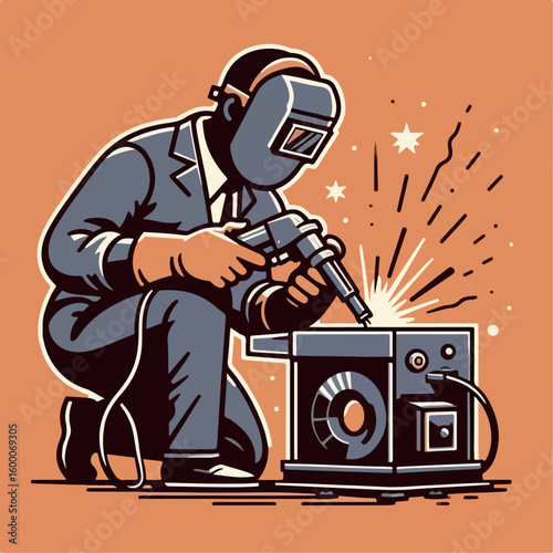 welder welding steel