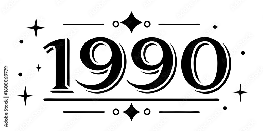 Fototapeta premium Vintage nineteen ninety emblem retro graphic
