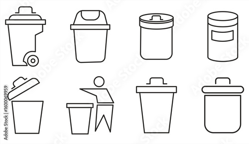 Trash can line icon, eps10, vector illustration.

