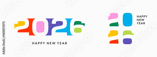 Colorful 2026 logo card, New Year number set