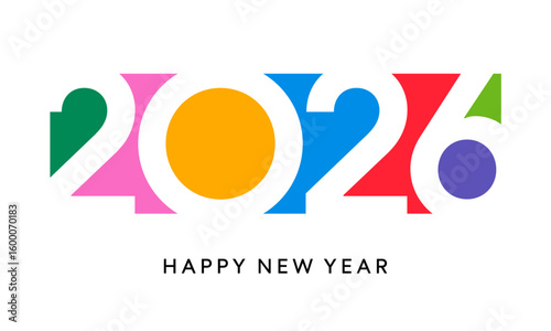 2026 New Year number, geometric colorful logo card