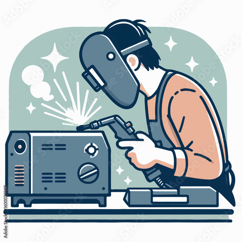 illustration of  someone welding an objeck