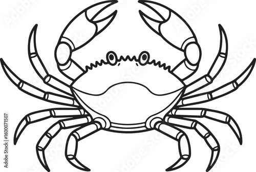Crab Outline Vector Illustration on Transparent Background for Seafood Theme