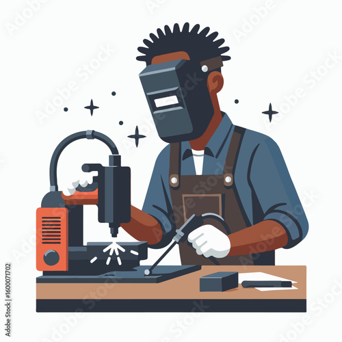 illustration of  someone welding an objeck