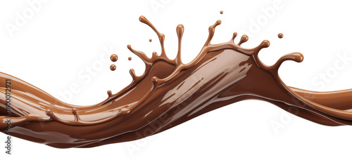 chocolate splash wave on transparent background