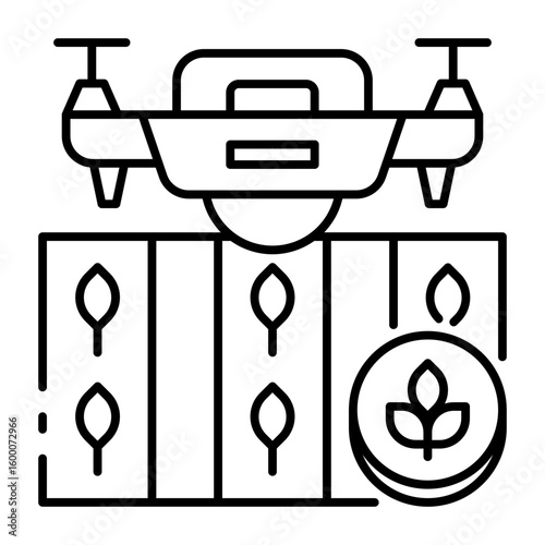 black drone over crops icon clip art preview