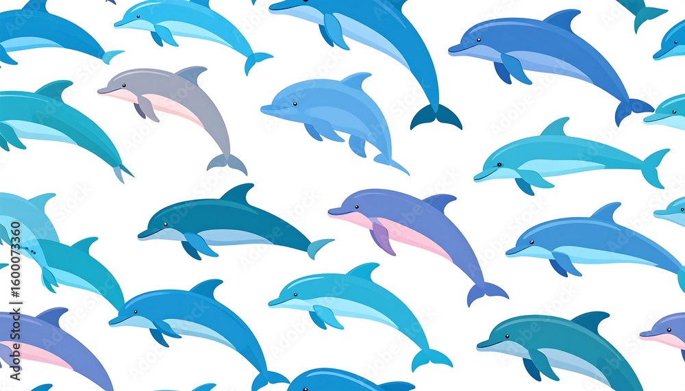 Fototapeta premium Seamless pattern of leaping dolphins
