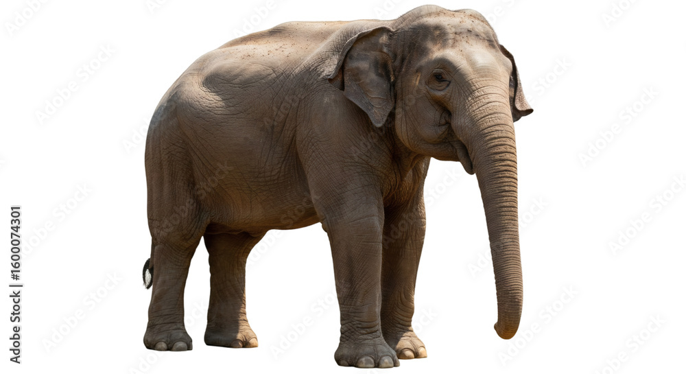 Fototapeta premium Grey elephant against a black background.