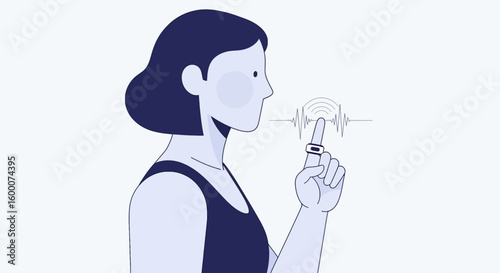 Woman interacting with wearable tech, concept of health monitoring and data analysis