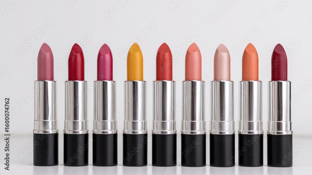 Obraz premium A diverse collection of lipstick shades for makeup artistry and beauty enhancement